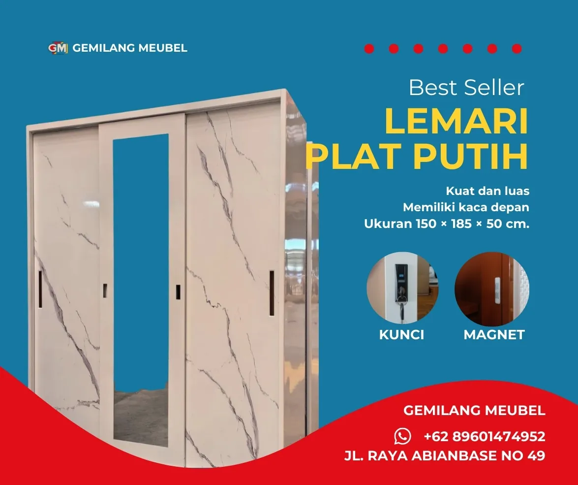 Harga LEMARI PLAT BESI 3 PINTU di Gemilang Meubel Bali