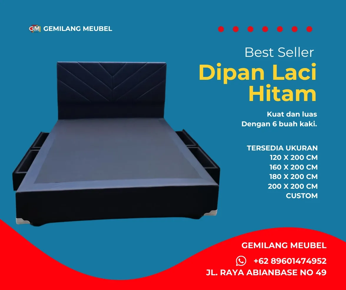 Harga Dipan Hitam Laci di Gemilang Meubel Bali