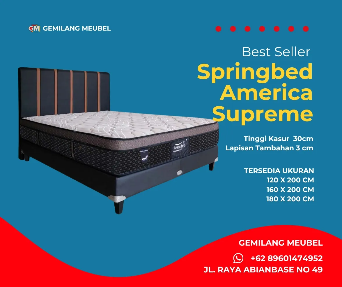 Harga Springbed America Suprime Pillo Top di Gemilang Meubel Bali