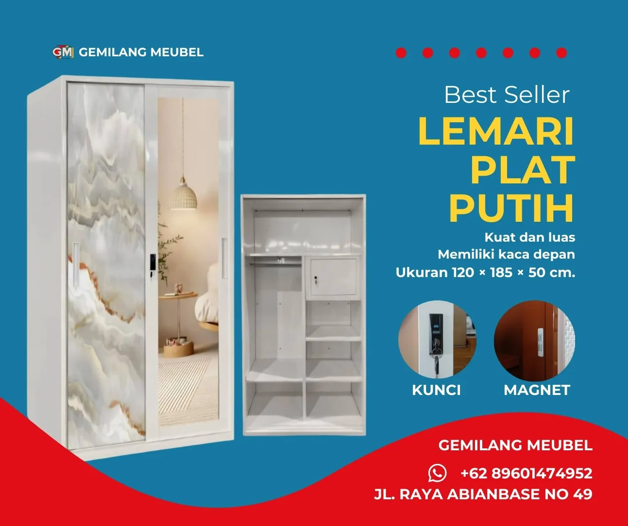 Harga Lemari Plat Besi Putih di Gemilang Meubel Bali